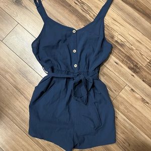 Shein Blue Romper with tie for waist